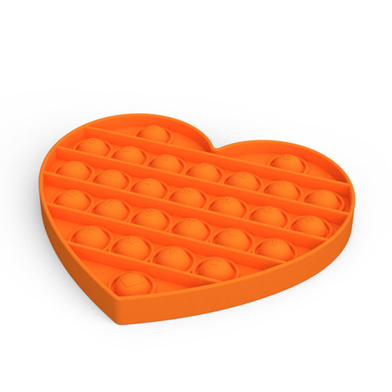 Poza cu Jucarie antistres din silicon, Pop it now, forma inima Orange, 13 cm