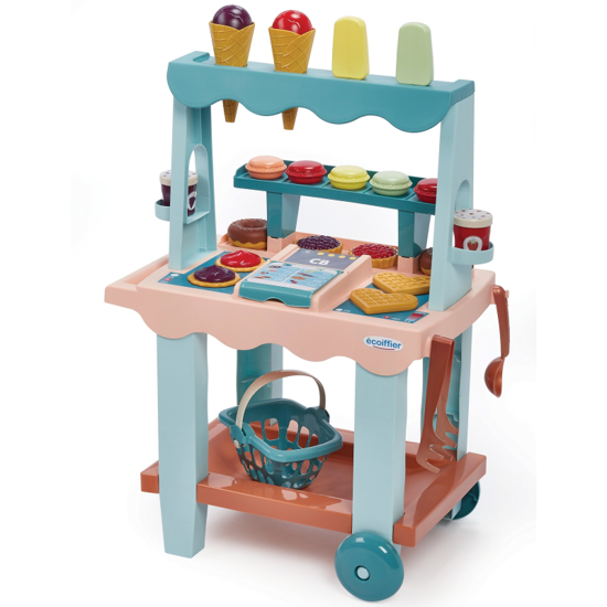 Poza cu Set Stand dulciuri cu inghetata pentru copii + 28 accesorii, Ecoiffier, Multicolor