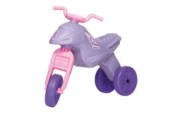 Poza cu Motocicleta copii cu trei roti fara pedale mare culoarea roz-mov multicolor