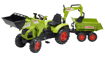 Poza cu Tractor cu pedale pentru copii FALK 1010W Claas Axos cu cupa, excavator si remorca