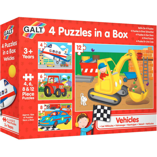 Poza cu Set 4 puzzle Galt, Vehicule, 30 piese