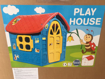 Poza cu Casuta de joaca de exterior mare pentru copii Dohany, Albastra cu acoperis rosu, 5075K, 120x113x111 cm