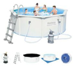 Poza cu Set piscina cu perete din otel Bestway Hydrium™ cu sistem de filtrare cu nisip, 300 x 120 cm, gri granit, rotund, 56566