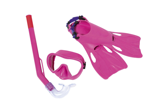 Poza cu Set de scufundare pentru copii Bestway cu masca de scufundari, tub de respiratie si labe de inot, roz