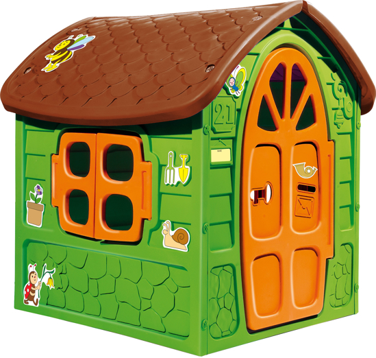 Poza cu Casuta de joaca de exterior pentru copii Dohany verde cu acoperis maro, 5075