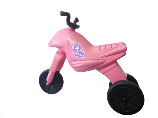 Poza cu Motocicleta copii cu trei roti fara pedale mare culoarea roz deschis
