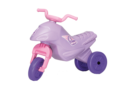 Снимка на Motocicleta copii cu trei roti fara pedale mic culoarea roz - mov multicolor