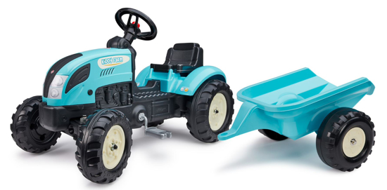 Poza cu Tractor Falk pentru copii cu pedale si remorca, albastru, FK 2059L