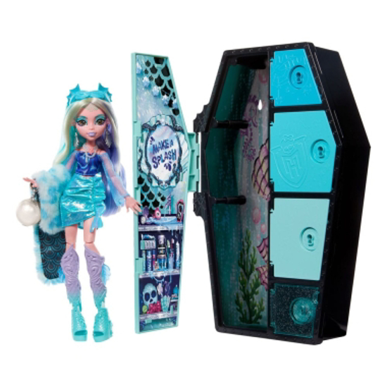 Poza cu Papusa Mattel, Monster High, Skulltimate Lagoona Blue Fearidescent series 2 cu accesorii, articulatii mobile, 30 cm