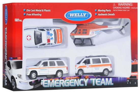 Poza cu Set Masinute Welly 1:64 Emergency Team- Ambulanta 4 buc, W98160-4GK-AMB